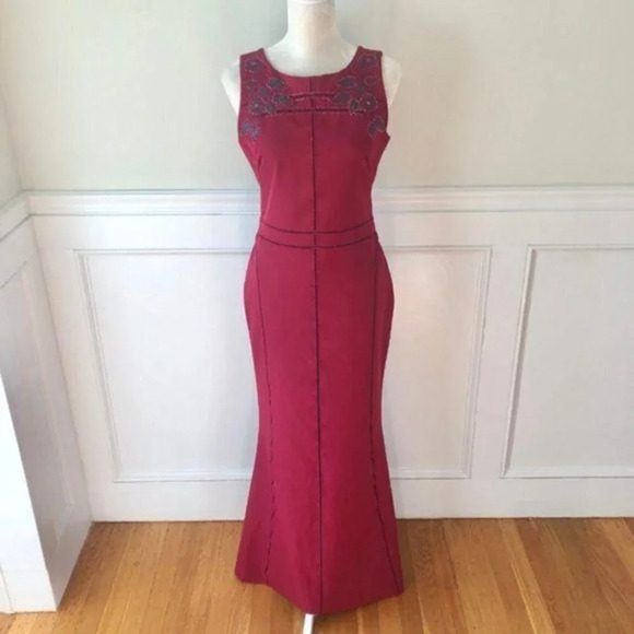 Marchesa Notte Burgundy Vine Gown Dress 6 - Picture 3 of 6